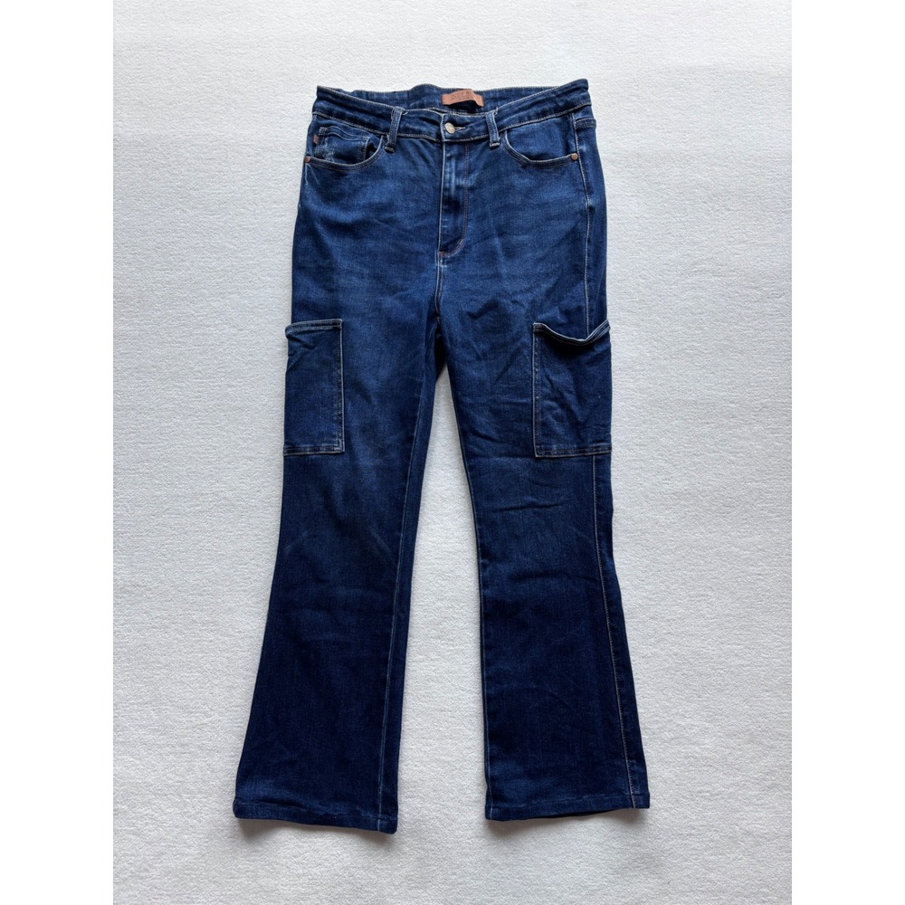 Judy‎ Blue Cargo Jeans Womens 13/31 Dark Wash High Rise Bootcut JB88872 DK